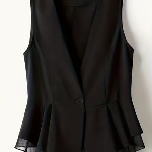 TEMU 여성용 우아하고 세련된 멀티펑셔널 민소매 싱글브레스트 조끼