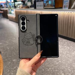 TEMU 휴대폰 케이스 - 삼성 Zfold3/4/5/6/7용 멀티 컬러 텍스처 링 홀더 휴대폰 케이스, 3단 디자인