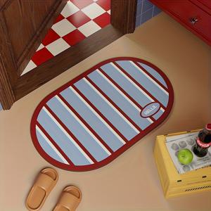 TEMU 미끄럼 방지 영국식 욕실 매트 - 부드러운 벨벳 및 폴리에스터 소재, 레드 및 블루 프린트, 기계 세탁 가능, 가정 안전 및 편안함, 크리스마스 장식, 모던 스타일, 바닥 보호, 부드러운 촉감, 스타일리시한 집 꾸미기에 필수, 실내 장식