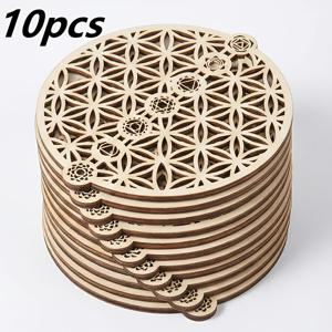 TEMU 10개 세트 만다라 꽃 모양 홀로우 목재 장식, 벽, 테이블, 명상 공간, 코스터, 휴일 펜던트용, 홈 인테리어 감성 업그레이드 걸이 장식