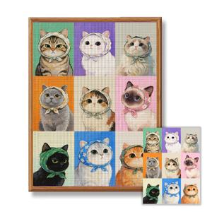 TEMU ZUOANLF, [30x40cm/11.8x15.7인치] [40x50cm/15.7x19.7인치], 11/14CT 십자수 키트, DIY 액자 없는 십자수, 자수 공예 세트, 많은 고양이들, 패턴 프린트 십자수 키트, 랜덤 실통판, 거실 현관 침실 장식, 아름다운 예술 작품, 가정 가구 장식 예술 선물