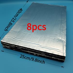 TEMU 자동차 엔진 커버 방음 단열 패드 8개 세트, 두께 10mm, 15.8인치 * 9.8인치 - 접착식 알루미늄 호일 단열 패드, 두께 10mm, 범용 차량용, 자동차 및 RV 실내 방음 단열 소재