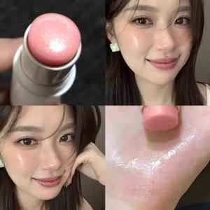 TEMU 글로우 치크 스틱 립 겸용 촉촉한 수분감 스펀지 브러시 포함