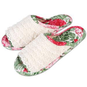 TEMU 국화 레이스 면실내화 더블패드 이중쿠션 거실화 슬리퍼 실내화 덧신 퀼트 패브릭 거실슬리퍼 층간소음