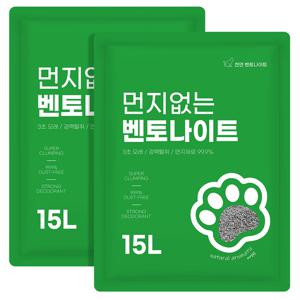 TEMU 벤토나이트 고양이모래 화장실 15L 2개 먼지없는 모래 대용량