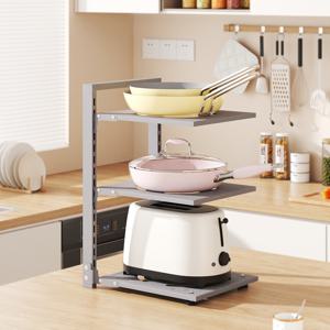TEMU 소하피 대용량 주방선반 프라이팬 수납 조절 가능 3단/4단 냄비 접시 정리대 거치대