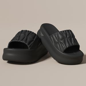 TEMU 여성용 EVA 플랫폼 슬리퍼, 여름용 두꺼운 밑창 단색 소프트 솔 샌들, 신상 여성용 실내/야외 샌들, 패셔너블 아웃도어 비치 파티 하이힐 슬리퍼, 여성 신발, 여성 구두