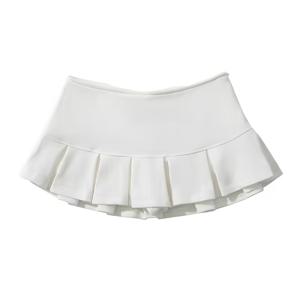 TEMU 발레 그룹 ~Y2K 스타일, 화이트 노출 방지 레터 초미니 스커트, 스위트 앤 스파이시 로우 웨이스트 아메리칸 플리츠 스커트