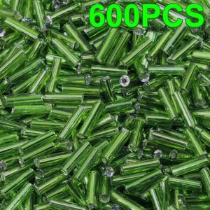 TEMU 600개/30g 미니 롱 튜브 씨앗 비즈 - 2×6mm 작은 실린더 스페이서 비즈, 다크 그린 루즈 비즈, 귀걸이, 팔찌, 목걸이, 허리 체인용 - DIY 공예용 씨앗 비즈