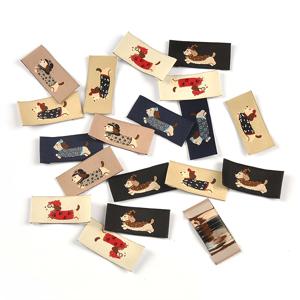 TEMU 50개 1.9x4cm 멀티 컬러 강아지 패턴 랜덤 혼합 패브릭 태그, 칼라 태그, 헤밍된 패브릭 라벨, 가방 및 스카프용 수제 박음질 DIY 액세서리, 뒷면 접착제 없음