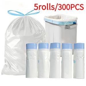 TEMU 300개입, 5롤으로 구성된 튼튼하고 냄새 방지 쓰레기 봉투. 드로스트링 잠금 장치가 특징이며, 매우 두껍고 찢어짐 방지 기능이 있습니다. 용량은 15.14~56.78리터(15-60리터) 범위이며, 가정, 사무실, 반려동물 배설물에 적합합니다.