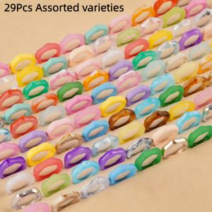 TEMU 29개 스타일리시하고 매력적인 레진 반지, 간편하고 창의적인 컬러 디자인, 및 파티에 완벽