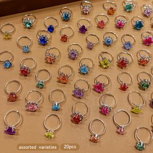 TEMU 20개입 (팩) 여성용 멀티컬러 오픈 엔드 링 - 달콤한 스타일 데일리, 랜덤 컬러 & 스타일, 데일리 웨어, 파티, 선물 상자 호환 가능