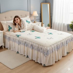 TEMU 3개 프린트 동물 나비 패턴 레이스 부드럽고 편안한 통기성 침대 스커트 (침대 스커트 1개 + 베갯잇 2개 포함), 고급스럽고 산뜻한 싱글, 더블 침대 스커트, 침대 커버, 매트리스 보호 커버, 세탁기 사용 가능, 다양한 사이즈