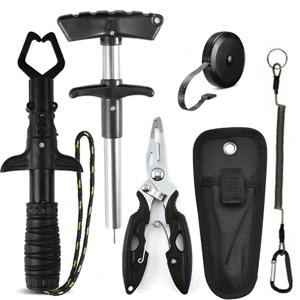 TEMU 휴대용 낚시 키트 6개 세트, 독수리 부리형 링 오프너 낚싯바늘 제거 도구, 어비늘 집게, 비늘형 텔레스코픽 버클 낚시 펜치, 야외 애호가를 위한 필수품, 배터리 미포함