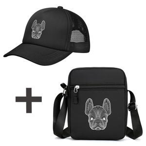 TEMU 2개 프렌치 불독 프린트 숄더백 & 야구 모자 세트 | 캐주얼 & 여행 필수품, 스타일리시 데일리, 여성, 남성용 귀여운 동물 디자인, 강아지 애호가를 위한 선물 아이디어, 스포티 & 패셔너블, 옥스포드 소재