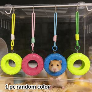 TEMU 햄스터용 튼튼한 타이어 모양 해먹 및 그네 - 분리형 체인, 케이지 내 등반 장난감에 적합, 햄스터, 다람쥐 및 소형 애완동물에게 매우 적합, 배터리 없음