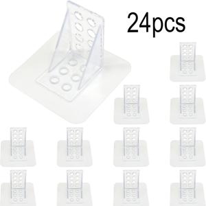 TEMU 24개 세트 다기능 고하중 투명 아크릴 선반 브라켓, 선반 지지대 - 벽걸이형 보관 선반용 투명 브라켓, 하중 30kg/66lbs, 너비 7x7cm/2.75in, 가정 사무실, 선반, 침실 및 기타 공간에 적합, 필수 가정용 브라켓