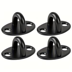 TEMU 블랙 스테인리스 스틸 천장 고리 나사 4개 - 펜던트등, 선풍기, 그네 등용 간편 설치 다기능 마린 하드웨어, 스테인리스 스틸 실용적인 고리, 천장 고리, 나사, 마린 하드웨어, 다용도 고리