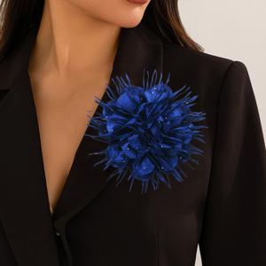 TEMU 1개 우아한 레트로 대형 새틴 라인스톤 패브릭 꽃 브로치 여성용 브로치 듀얼 사용 메탈 버클 핀, 새해 결혼식 연회 파티 드레스 의류 추가에 적합