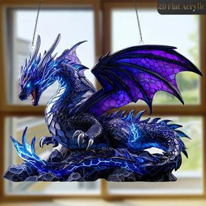 TEMU 2D 플랫, 2D 플랫 판타지 번개 드래곤 아크릴 선캐쳐, 행잉 가든 장식, 가정 사무실, 게임룸, 생활 공간에 적합, 드래곤 애호가를 위한 생일 선물 - 모든 경우를 위한 축제 제품, 2D 플랫 디자인, 2D 플랫