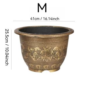 TEMU 미국 스타일 대형 51.51cm (45.5L) 고하중 심기 도구 및 화분, 균열 방지 수지 받침대 포함. 블루스틸 각인 디자인, 나무 및 대형 식물 심기에 적합. 정원, 파티오, 현관, 사무실 사용에 이상적