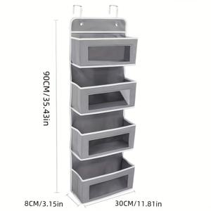TEMU 옷장 문에 걸어 사용하는 4단 또는 5단 수납 정리함. 욕실 장난감 또는 침실의 어수섬을 정리하는 데 적합하며 넉넉한 포켓과 문 뒷면에 걸 수 있는 수납 상자가 특징입니다.