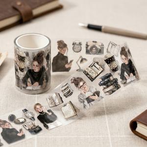 TEMU 200Cm/1롤 플라워 PET 테이프 빈티지 플로럴 장식 스티커, 저널링 플래너 공예 카드 만들기 스크랩북 용품