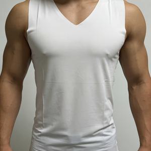 TEMU 남성용 브이넥 심리스 아이스 실키 섬유 원단 탱크탑, 고신축성 슬림핏 민소매 베이스레이어, 통기성 있는 쿨링 이너 탑, 일상 출퇴근용 다용도 스타일