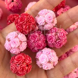 TEMU 2/4개 발렌타인데이 장미 꽃 비즈 볼, 로맨틱 꽃 핀 꽃 토양 루스 비즈, 비즈 펜 폰 체인 키 펜던트 자동차 걸이 및 발렌타인데이 선물 제작용