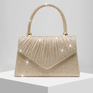 TEMU 새로운 여성용 주름 장식 샤이니 이브닝백, 신부 웨딩 클러치, 활용도 높은 연회용 핸드백, 웨딩 시즌용 크로스바디백, 결혼식, 회의, 연회, 파티, 무도회에 완벽한 여성을 위한 최고의 선물