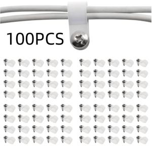 TEMU 100개, 플라스틱 제작, 3/8인치 로프 조명용, P형 나사 클립, 케이블 클립, 와이어 클립, 와이어 정리기, 와이어 보관 용기, 배선 관리용