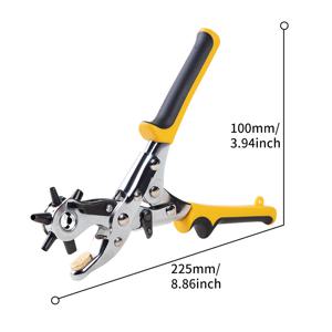 TEMU 헤비 듀티 로터리 펀처, 다용도 홀 사이즈 제작기, 가죽용 벨트 홀 펀처, 회전식 펀치 플라이어, 가죽 펀치 플라이어 (가죽, 벨트, 시계, 핸드백용)