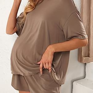 TEMU 여성 출산 2 조각 잠옷 복장 느슨한 반팔 티셔츠 탑과 반바지 Loungewear