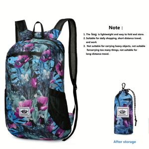 TEMU 1개 접이식 백팩, 대용량 경량 프린팅 스포츠 가방, 야외 스포츠, 라이딩, 하이킹, 캠핑, 여행용