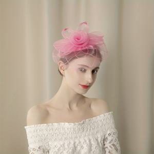 TEMU 1개 여성용 꽃 핸드워크 파티 생일 경마 웨딩 모자 데리비어 모자 파사티너