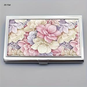 TEMU 2D 평면 명함 홀더, 남성 여성용 금속 카드 홀더, 명함 케이스 지갑 스테인리스 스틸 명함 케이리어 신용카드 케이스 네임카드 포켓, 예쁜 꽃