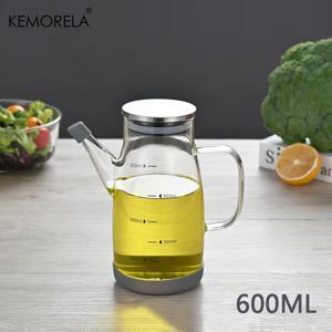 TEMU KEMORELA 1개 600/800/1000ml 유리 오일 용기, 대용량 조미료 병용, 마킹된 스테인리스 스틸 뚜껑, 누수 방지 및 미끄럼 방지 바베큐 오일 디스펜서