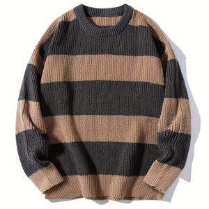 TEMU 남성용 니트 루즈핏 라운드넥 풀오버 부드럽고 편안하며 따뜻한 스웨터 가을 겨울 패션 캐주얼 심플 다용도 니트 상의