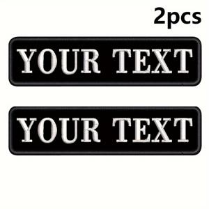 TEMU 2개 맞춤형 자수 이름 패치 - 의류, 가방 및 액세서리용 개인화 텍스트 아이언온 아플리케 - 흰색 바탕에 검정색 - 쉬운 적용과 내구성 디자인, 옷 커스터마이징 | 고품질 제작