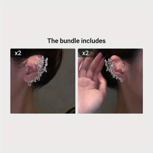 TEMU 트렌디한 힙합 스타일의 새로운 라인스톤 나비 요정 귀걸이 클립, 독특하고 가벼운 고급 귀걸이, 피어싱 불필요