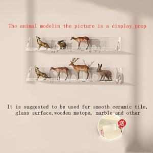 TEMU 모델, 블록, 동물 피규어를 위한 모던 플라스틱 쇼케이스 2개 세트 - 전원 불필요 접착식 벽면 정리함