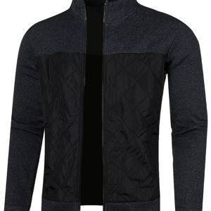 TEMU 남성용 재킷 캐주얼 솔리드 긴팔 가을 재킷 남성 패션 패치워크 지퍼 남성용 코트 가디건 스탠드업 칼라 솔리드 가디건 남성