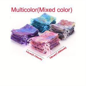 TEMU 50개 생동감 넘치는 오간자 선물 가방, 끈이 달린 | 컬러풀한 캔디 & 주얼리 파우치 | 웨딩 파벌, 파티 선물 & 크리스마스용 반투명 네트 가방, 작은 선물 가방