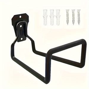 TEMU 튼튼한 정원 호스 홀더 1개 - 녹 방지 벽걸이형 보관 랙 - 야외 정원 및 차고의 연장 호스를 위한 믿을 수 있는 정리함 - 나사 4개 포함 - 설치가 용이하고 공간 절약 (블랙)