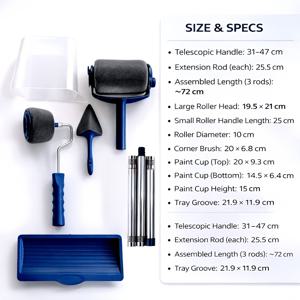TEMU 스틱형 페인트 롤러 8종 세트 - 빠른 방 꾸미기, 사용하기 쉬운 벽 페인팅 도구 키트, 벽용 페인트 롤러