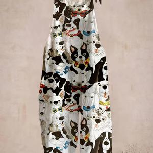 TEMU 여성용 봄/여름 신상 강아지 프린트 패턴 루즈 캐주얼 오버롤