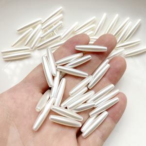 TEMU 50개 화이트 & 롱 실린더 구슬 - 직선 구멍, 매끄럽고 광택 있는 DIY 주얼리 제작용, 팔찌, 목걸이, 수공예품 - 내구성 높은 고품질 소재, 보석 만들기용 비즈