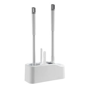 TEMU 4-In-1 변기 브러쉬 세트 (홀더 포함) - 벽걸이형 분리형 긴 손잡이 욕실 청소 콤보, 변기, 바닥 타일, 그라우트 및 유연한 브러쉬 포함, 변기 브러쉬, 욕실 용품