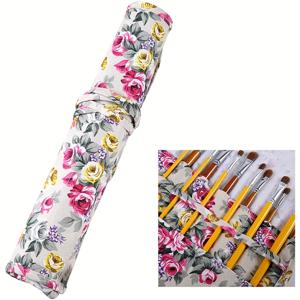 TEMU 1개의 휴대용 연필 케이스, 20개의 구멍이 있는 브러시 커튼, 캔버스 가장자리, 구아슈 커튼, 브러시 거치대, 미술 용품, 브러시, 수채화 브러시, 연필 케이스, 보관 가방, 화가, 예술가, 미술 학생, 데이, 부활절 선물, 여행 스케치, 그림에 필수적인 품목